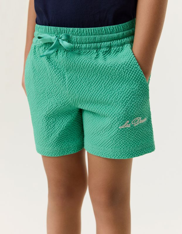 Seersucker Swim Shorts - Green Spruce 