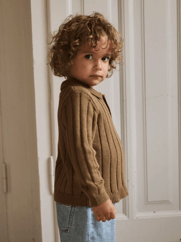 Lomon Loose Knit Polo - Kangaroo