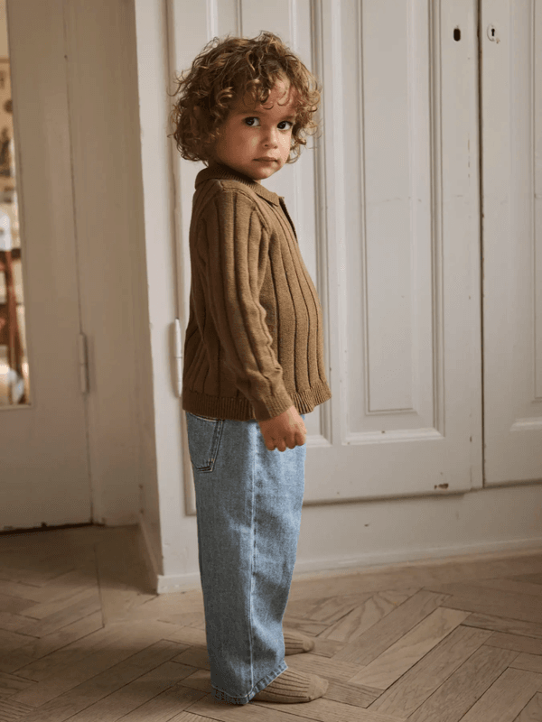 Lomon Loose Knit Polo - Kangaroo