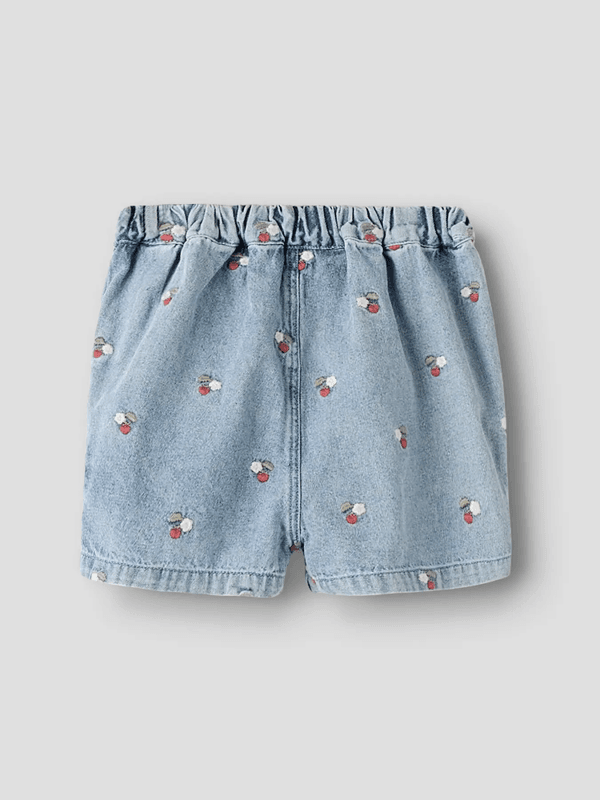 Funda Loose Emb Shorts - Medium Blue Denim EMB
